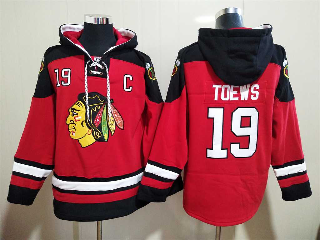 Blackhawks 19 Jonathan Toews New Red All Stitched Pullover Hoodie,We sell and wholesale Blackhawks 19 Jonathan Toews New Red All Stitched Pullover Hoodie on line form chian!